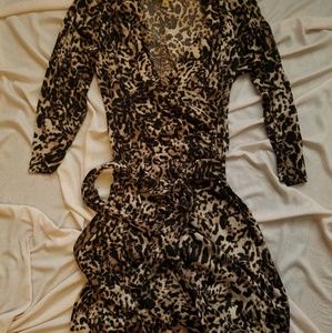 Kasper brand Leopard mock wrap dress